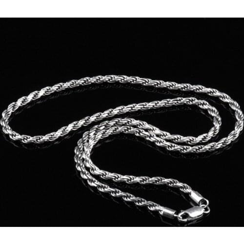 S925 silver Italy imported fashion silver Hemp Necklace for man retro jewelry wholesale clavicle female personality