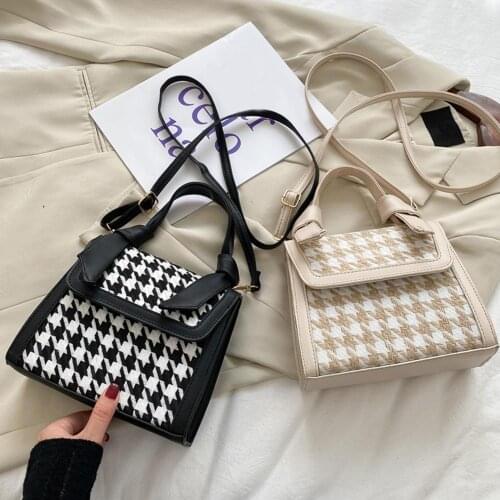 Fashion Plaid Crossbody Handbags Totes Casual PU Leather Shoulder Bags For Women Female Portable Travel Messenger Top-handle Bag