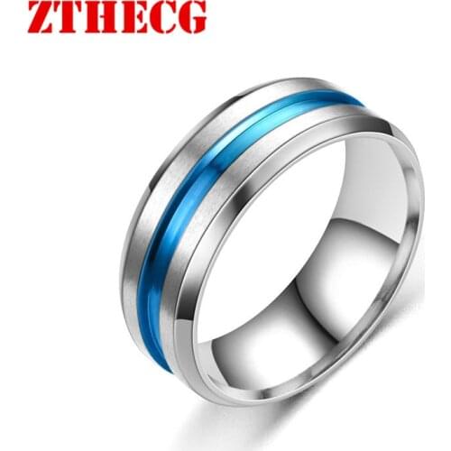 New Trendy Mens Ring Punk Viking Stainless Steel Black Blue Couple Wedding Rings For Women Men Finger Jewelry Free Shipping