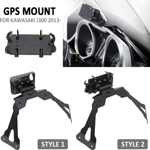 NEW Black GPS Plate Adapt Holder Kit NEW Motorcycle Accessories Smart Phone Navigation Bracket FOR Kawasaki J300 J 300 2013