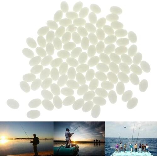 OOTDTY 100Pcs Oval Luminous Fishing Lures Fishing Beads Sea Hard Floating Float Tackles fishing beads
