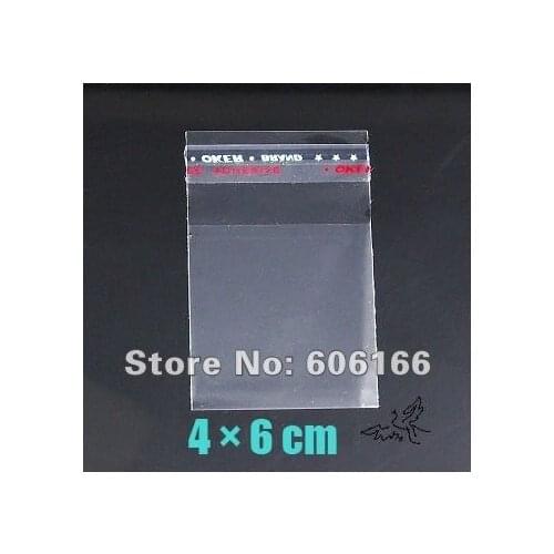 Wholesale 1000pcs/lot 4x6cm Clear Self Adhesive Seal Poly OPP Bag Plastic Packaging Bags fit for Jewelry Rings