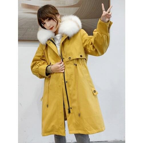 New Colors Real Fur Parkas Winter Jacket Women 2020 New Detachable Patchwork Fox Fur Coats Overcoat Rex Rabbit Fur Liner Warm
