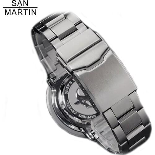 San Martin SBBN015 Stainless Steel Watch Strap 22mm Watch Replacement Band Diving Mens Watches Band