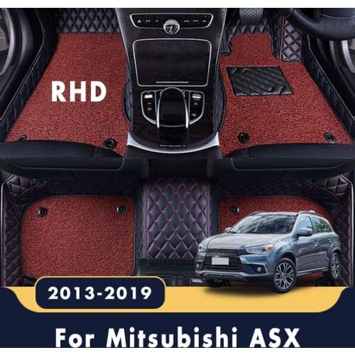 RHD Luxury Car Floor Mats Double Layer Wire Loop Carpets For Mitsubishi ASX 2019 2018 2017 2016 2015 2014 2013 Interior Covers