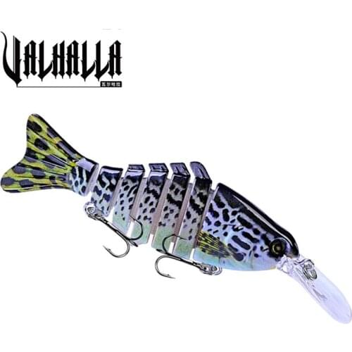 VALHALLA 1PC 7 Sections Fishing Lure 11.2cm-4.4"/0.49oz-14g Swimbait Fishing bait 6# Black High Carbon Steel Hook Fishing Tackle