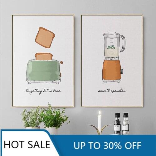 Nordic Canvas Painting Cafe Decor Poster Restaurant Pictures Cartoon Posters and Prints Kitchen Room Decor