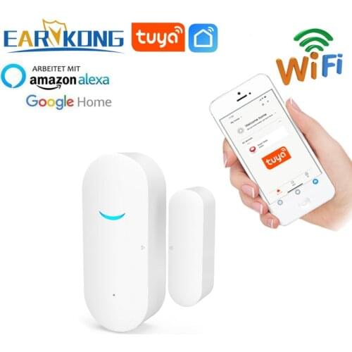Tuya Smart WiFi Door Sensor Door Open / Closed Detectors Wifi Home Alarm Compatible With Alexa Google Home Tuya APP