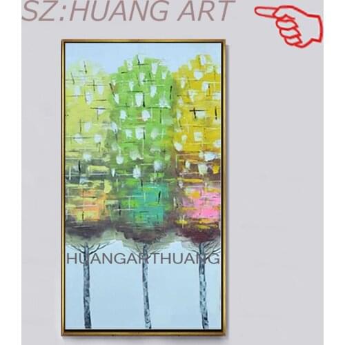 Modern Abstract Wall Art Hand Painted Green impression Tree Landscape Oil Painting Canvas Paintings For Living Room Home Decor
