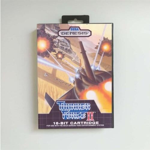 Thunder Force II 2 - USA Cover With Retail Box 16 Bit MD Game Card for Sega Megadrive Genesis Video Game Console