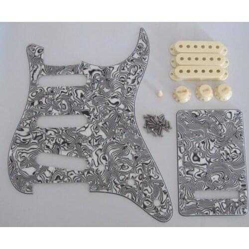 ST Pickguard White/Black Shell w/ Aged White Pickup Covers,Knobs,Switch Tip