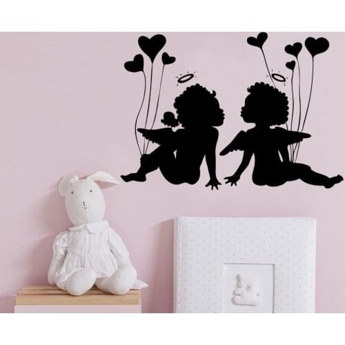 Young Boy Cupid And Girl Holding Ballon Wall Art Decal Aesthetic Sticker Home Bedroom Art Decoration Removable A003187