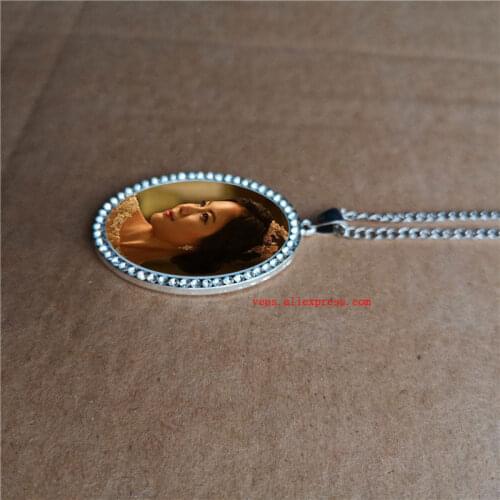 Sublimation blank big oval necklaces pendants with drill necklace pendant hot tranfer printing consumable 15pcs/lot