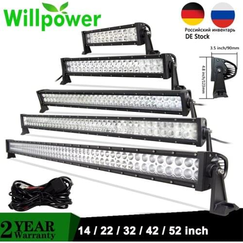 14 22 32 42 52inch LED Work Light Bar 72W 120W 180W 240W 300W Driving Offroad Lamp Combo 4x4 4WD ATV UTE Truck Tractor Boat Car