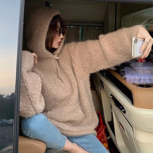 Hooded Sweatshirt for Women Autumn Winter Coats Sweet Hooded Women Loose Casual Warm Hoodies Ladies Pullover Female Sweatshirt