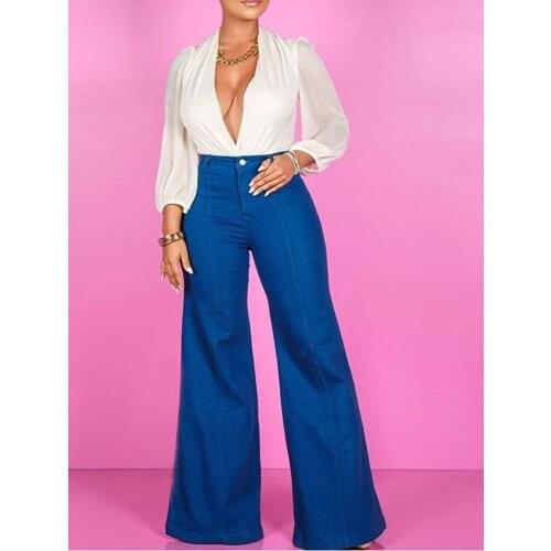 2021 spring new casual show thin temperament charm womens trumpet jeans pants