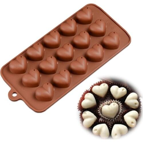 YOMDID Heart Shape Chocolate Moulds Cake Molds Silicone DIY Cake Decoration Mould 15 Holes de chocolate en forma de corazon