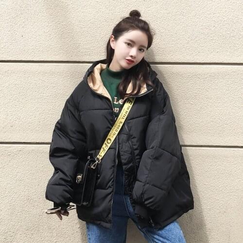 Oversize Real New Jacket Women Full Zipper Solid Fashion Cotton-padded More Big Yards Hooded Warm Winter Bread Serving Tide A027