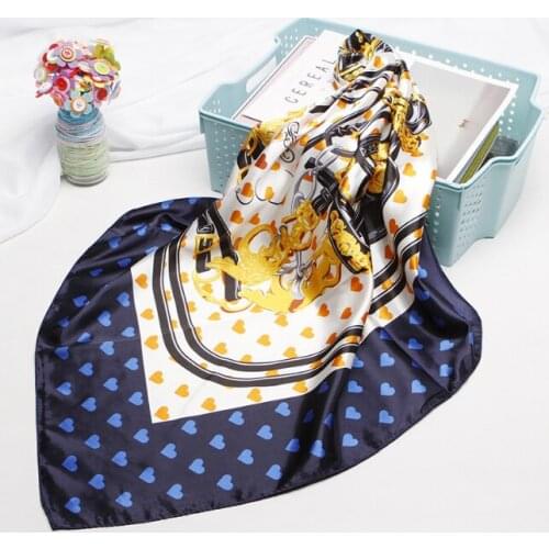 90*90cm Silk Heart Scarves Women Foulard Square Hijab Scarf Ladies Satiny Shawl wrap muffler pareo female hijab poncho