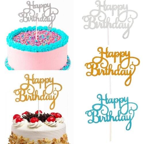 1Pc Cake Flag Cupcake Toppers Birthday Party Decorations Toppers Birthday Cake Kids Party Cupcake Supplies Happy Birthday
