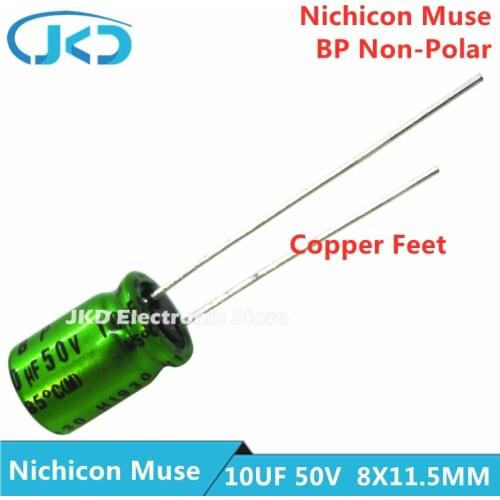 10pcs NEW Nichicon MUSE 10uF 50V 8X11.5MM BP ES (Bi)Non Polar Non-polar Bipolar HiFi Audio Capacitor 50V10UF 8*11.5MM 10UF25V