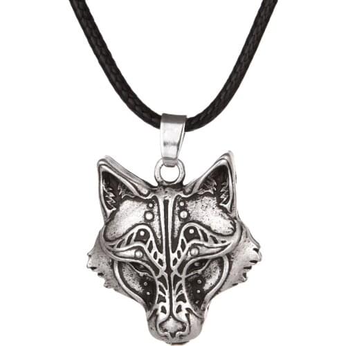 Sanlan 12pcs Odin Wolf And Raven Winged Pendant Necklace Animal Moon Necklaces Male Jewelry Gifts Choker