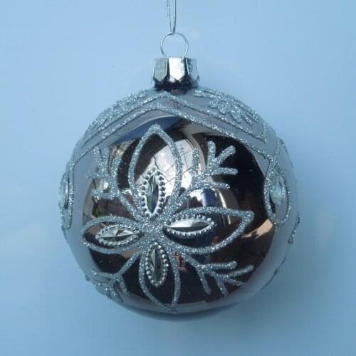 12pcs/pack Diameter=8cm Silver Series Handmade Glass Ball Christmas Day Decoration Hanging Globe Festival Friend Gift Pendant