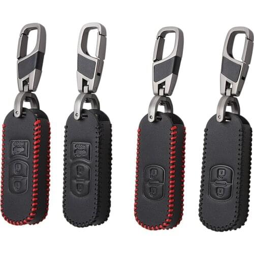 2/3 BTNS Smart Key Leather Cover Case For Mazda 3 2 5 For Mazda 6 Axela CX-3 CX-5 CX5 CX-7 CX7 CX-9 RX8 Auto Smart Keys