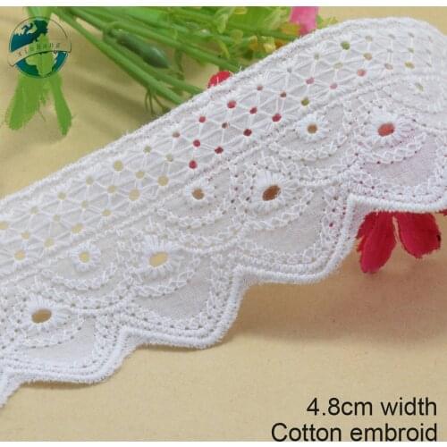 3yards 4.8cm width 100% Cotton embroidery lace french lace ribbon fabric guipure diy trims warp knitting sewing Accessories#3176