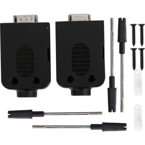 2Pcs DB9 9Pin Screw Serial Connector to Wiring Terminal Male Female Adapter COM transfer-free solder terminals with Case