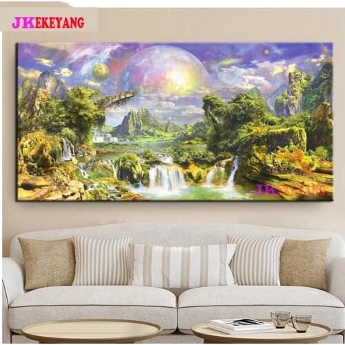 Large 5D Diy diamond painting Waterfall river alien planet Diamond Mosaic Rhinestone Embroidery cross stitch Y4561