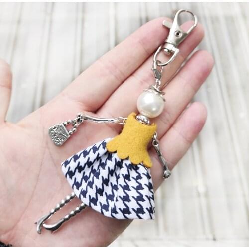 YLWHJJ brand 2020 new women cute bag doll keychain car girls key chains pendant baby dress hot fashion jewelry
