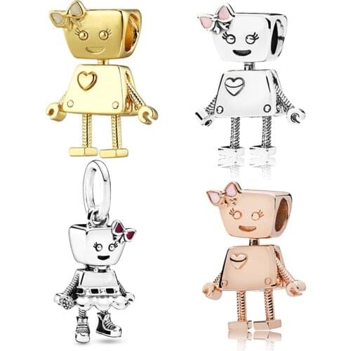 Bobi Dog Beads Fit Original Charms Pandora Bracelet Women Jewelry Making Bella Robot Pulseira Accessories Girl Gift Berloque DIY