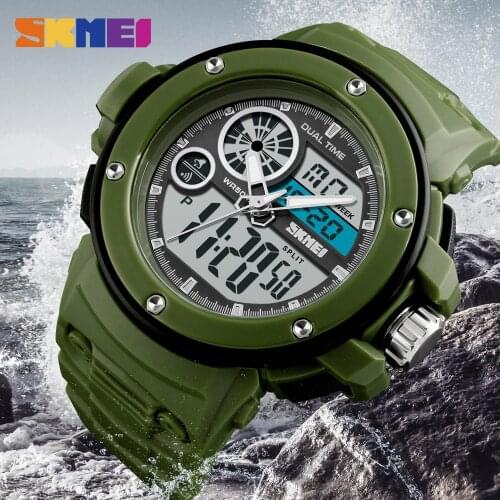 SKMEI New Fashion Casual Outdoor Sport Watch Men Watches Chrono Alarm Clock Dual Display 5Bar Waterproof Wristwatches 1341