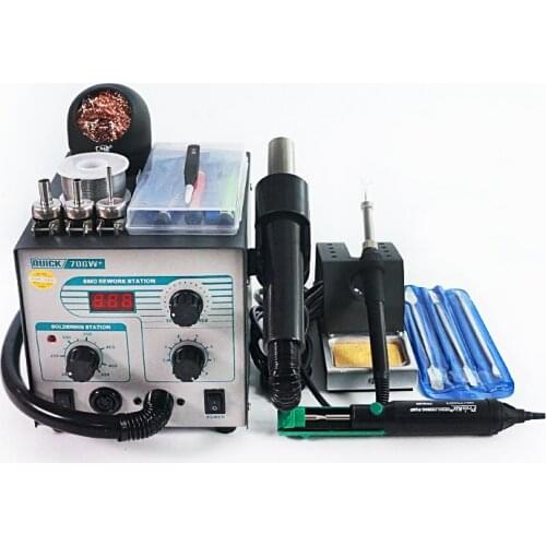 QUICK-706W+ 2 In 1 digital ESD Hot Air Gun Soldering Station Welding Solder Iron 220v For SMD Desoldering Rework station