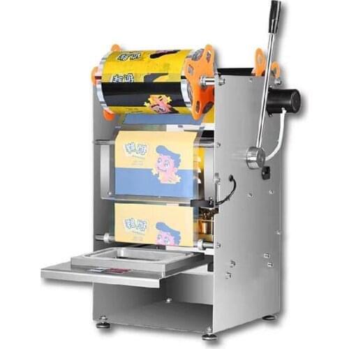 Hot Selling Hand Pressure Square Box Packaging Machine Stainless Steel Electric Semi-automatic Fast Food Tray Sealing Machine