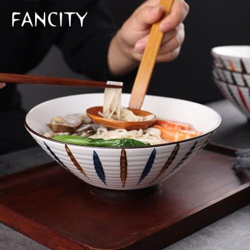 FANCITY Japanese-style personality and creative ceramic hat bowl, household retro vegetable bowl, large soup bowl, large Ajisen