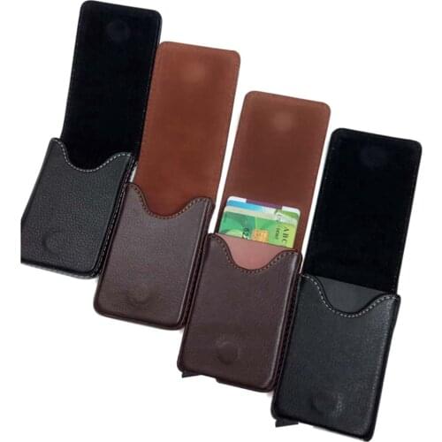 1 Piece Pu Leather New Card Id Holders RFID Aluminium Alloy Credit Card Holder Wallet Antitheft Men Automatic Pop Up RFID Wallet