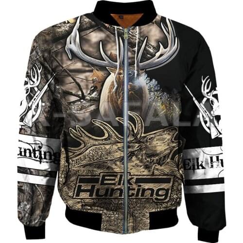 Men Unisex Skull Deer Hunting 3D Print Bomber Jackets Winter Thick Coats Zipper Flight Jacket Casual Harajuku Women Streetwear 3