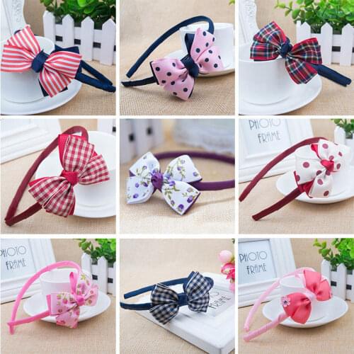 Baby Girl Kids Big Bowknot Ribbon Hair Bands Hair Accessories Headband Sweet Soft Plaid Stripe Hair Bands Dot Children Headwear