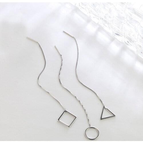 Trendy Jewelry Geometric Earrings Triangle Round Square Minimalist Long Chain Dangle Earrings For Girl Woman Gifts