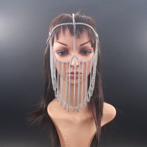 Fashion Gold Color Headband Metal Long Tassel Head Chain Party Hair Accessories Headpiece Jewelry For Women