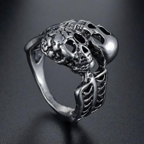 Punk Style Retro Skull Rings Exaggerated Gothic Skeleton Ring for Men and Women Motorcycle Bijoux Biker Fashion Party Jewelry