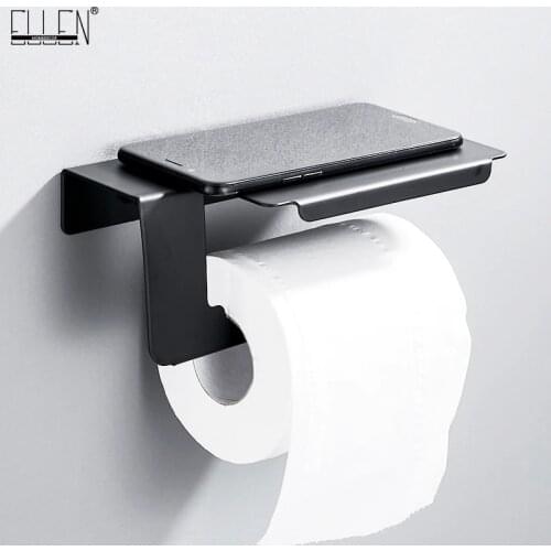 Stainless Steel Toilet Paper Holder Wall Mount Tissue Roll Hanger Black Paper Holder Stainless Steel Bathroom Accessories ELF002
