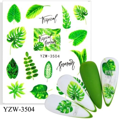 YWK New 3D Nail Stickers Green Flower Vine Stickers For Nail Foil Love Heart Design Nails Accessories Fashion Manicure Sticker