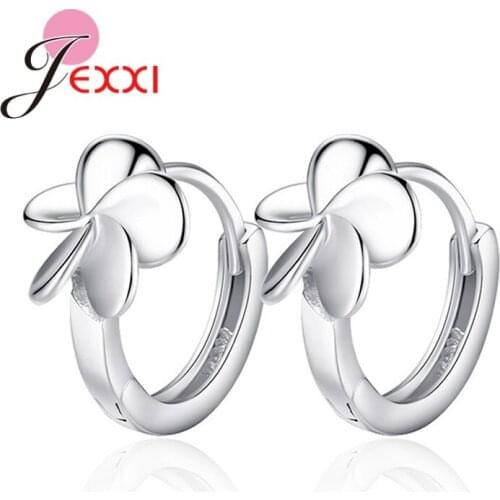 New Arrivals Women 925 Sterling Silver Five Leaf Flower Piercing Hoop Earrings Wedding Engagement Jewelry Gift Bijoux