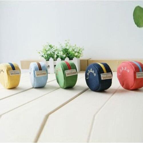 New Type 2021 Round Canvas Pocket with Coin Zip Bag Students Faship Small Key Case Holder Bag 1Pcs