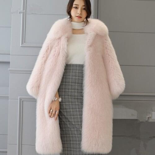 Autumn Winter Coat Clothes Real Fox Fur Coats Women Korean Pink Jacket Manteau Femme Hiver MY944