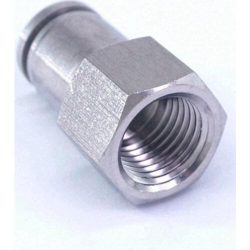 Pneumatic 304 Stainless Steel Straight Push in Connector Tube OD 8mm*1/4"BSP Female Quick Fitting Metal