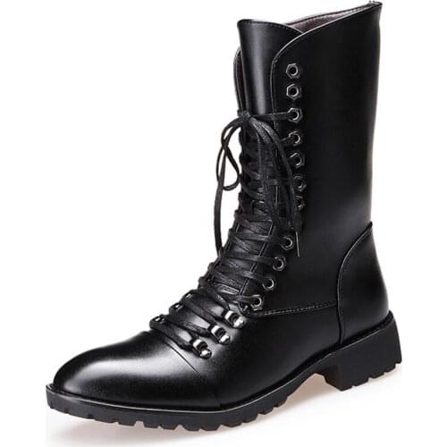Authentic mens medium high help Martin Korean fashion autumn winter Plush tip scalp Boots Mens leisure